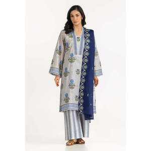 IUSTKSD-2149 pour Ensemble 3 Pièces Salwar Kameez Brodé Imprimé Numérique, Vêtement Ethnique Quotidien 100% Coton Doux pour l'Été - Product Image 1