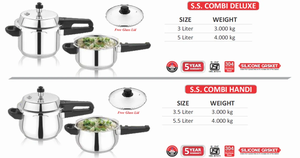 Cuisinière à pression Elite Model 5L en acier inoxydable, 5 litres, finition brillante antiadhésive, base à induction, certifiée ISI, pour usage domestique et hôtelier - Product Image 6