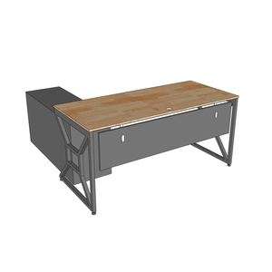 Executive 160x70cm <b>Desk</b> with <b>Solid</b> <b>Wood</b> Cabinet Luxury Minimalist Design Iron Legs Assembly Required-BGD68071 - Product Image 4