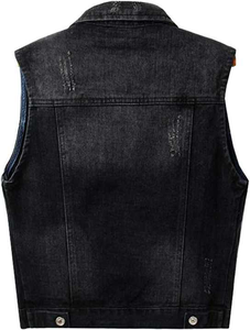 Gilet en jean court décontracté pour femme en élasthanne/polyester, veste en coton respirant écologique pour l'automne, broderie de badge personnalisée - Product Image 2