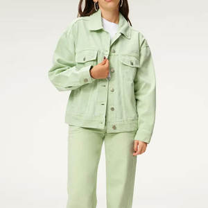 โรงงานผลิตแจ็คเก็ตยีนส์แขนยาวสำหรับผู้หญิงรุ่นใหม่ล่าสุด รับผลิตตามสั่ง ขายส่งแจ็คเก็ตยีนส์ผู้หญิง - Product Image 1