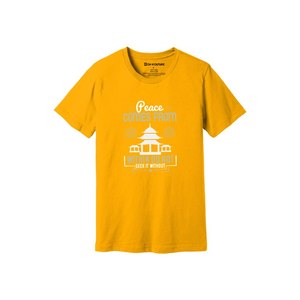 Camiseta informal de algodón 100% con impresión de temas de Buda en 3D, 12 opciones de color, 160-180, colocación de diseño personalizable GSM pesado - Product Image 1