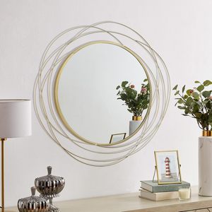 Modern <b>Gold</b> Orbit <b>Round</b> <b>Wall</b> <b>Mirror</b> - Product Image 2
