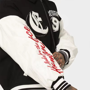 Chaqueta universitaria de lana de alta calidad personalizada para hombre, chaqueta de lona con bordado de chenilla, Mangas de cuero, invierno, béisbol, Letterman High Street - Product Image 3