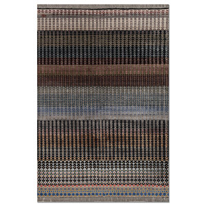 Alfombra Rectangular Manchaha de Lana y Seda de Bambú, Tejida a Mano con Diseño Geométrico, 10 mm, para Sala de Estar, Pasillo, Modelo Les-2672, Colores Gris y Negro - Product Image 1