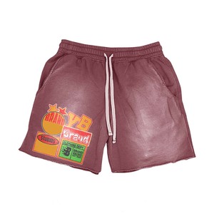 Women Acid Wash Shorts 320 GSM Cotton Polyester Fleece Light Grey Vintage Graphic Print Custom Screen Print women's shorts - Product Image 5