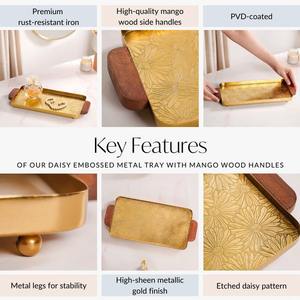 Bandeja DE SERVICIO DE Metal de lujo moderna personalizada Bandeja decorativa multifuncional para boda Ramadán Varios colores Técnicas artesanales - Product Image 3
