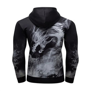 เสื้อฮู้ดผ้าฟลีซสองชั้นผ้าโพลีเอสเตอร์สำหรับผู้ชายเสื้อสเวตเชิ้ตปักลายอะนิเมะสีพื้นสำหรับฤดูใบไม้ร่วง - Product Image 3