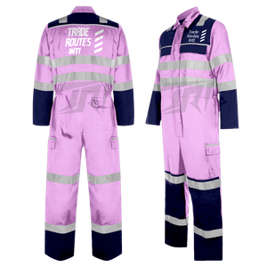 B2B Wholesale Pink Workwear Set Hi Vis Industrial Use <b>Overall</b> with Bib Button Shirt Crew Necks Custom Logos Waterproof Fabrics - Product Image 6