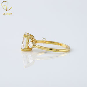 Venta caliente anillo de tres piedras 2CT radiante y corte de cometa Moissanite diamante anillo de compromiso de boda para mujeres - Product Image 5