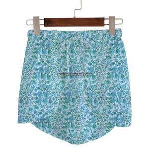 New Sanganeri Block Printed Cotton Wrap Shorts <b>Women's</b> Summer Loungewear Cotton Block Print Wrap Shorts Beach Girls Collection - Product Image 5