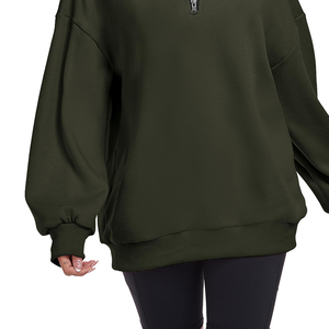 2025 Fashion <b>Long</b> Sleeve Pullover Solid Turn Down Collar Half Zip <b>Women</b> <b>Sweatshirt</b> Casual Half Zip <b>Sweatshirt</b> <b>Women</b> - Product Image 6