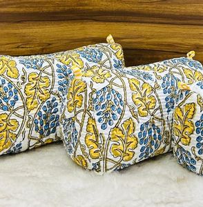 Handblock Printed Set of 3 Multipurpose <b>Storage</b> <b>Bags</b> (<b>Large</b> Medium Small) - Product Image 3