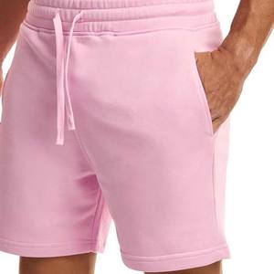 Shorts de sport pour hommes en tissu éponge de coton rose respirant, prix de gros, personnalisables, faible MOQ, pour la gym et le fitness - Product Image 2