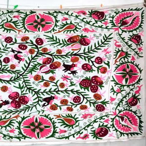 Luxury <b>Queen</b> Size <b>Bed</b> <b>Sheets</b> King Sized Suzani Decorative Embroidered Cotton Geometric Wedding Technics for Hotel Use or Gift - Product Image 1