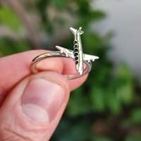 Bague Avion Moderne Faite à la Main en Argent Sterling 925 pour Femme – Tendance, Anniversaire, Mariage, Fiançailles & Cadeau