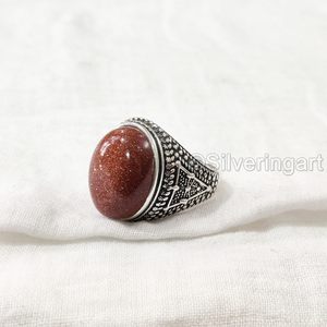 Wholesale <b>Mens</b> <b>Ring</b> Natural Sunstone Gemstone Genuine Birthstone Ottoman Style Birthday Gift Jewelry 925 Sterling <b>Silver</b> <b>Ring</b> - Product Image 5