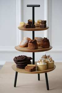 ชั้นวางขนมหวานไม้เนื้อแข็งสไตล์วินเทจแบบเรียบง่าย เป็นมิตรกับสิ่งแวดล้อม ทำด้วยมือ รูปทรงกลม สำหรับวางเค้ก - Product Image 2