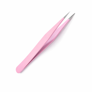 MANAN INSTRUMENTS Professional Stainless Steel <b>Smooth</b> Tip Pink Lash Tweezers Straight Precision Eyelash Extension Isolation <b>Tool</b> - Product Image 1