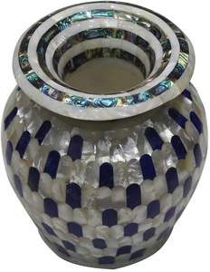 Maceta Moderna de Mármol con Madreperla, Obra de Arte Hecha a Mano, Centro de Mesa de Piedra Natural para Oficina, Floreros para Cualquier Ocasión - Product Image 2