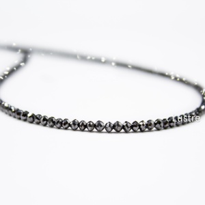 ลูกปัดแบล็คไดมอนด์ทรงรอนเดลเหลี่ยมเพชร สำหรับทำเครื่องประดับ ขนาด 2.2-2.7 มม. ความยาว 15 นิ้ว คุณภาพ TOP AAA รับรองโดยผู้ตรวจสอบบุคคลที่สาม - Product Image 1