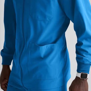 Blouse médicale unisexe tendance hiver noire avec logo et couleurs personnalisés, en tissu peigné, séchage rapide et respirante - Product Image 5