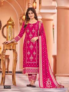 Nouveauté FATEMA FASHION Salwar Kameez pour femmes, mode indienne et pakistanaise, en rayonne lourde, imitation georgette, imprimé feuille, broderie - Product Image 6