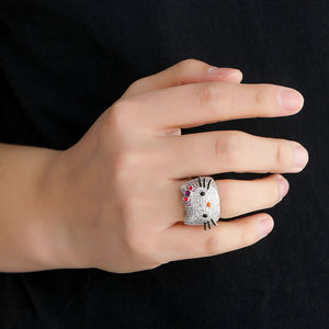 Anillo de Diamante Moissanite Personalizado, Moderno, Chapado en Oro de 18K, Diseño de Dibujos Animados, Joyería Linda para Mujeres, Niñas y Niños, para Regalo - Product Image 6