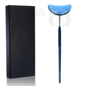 Miroir à cils multifonctionnel professionnel, miroir à cils rotatif à 360 degrés, forme de lune, outil de maquillage, long manche en acier inoxydable - Product Image 1