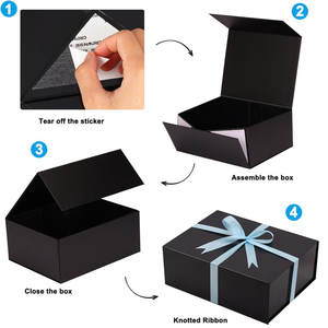 Caja de regalo grande para regalo, 12x9x4,3 pulgadas, caja de regalo negra con tapa magnética, caja de regalo plegable negra grande con cintas - Product Image 4