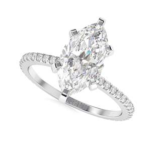 1,00 ctMarquise Cut Diamond Solitaire con acentos Anillo de compromiso para mujer - Product Image 1