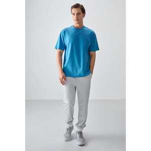 Camiseta Básica para Hombre, Color Azul Petróleo, 100% Algodón, Gruesa, Suave, Texturizada, Corte Holgado, Tejido Jersey-88378 - Product Image 5