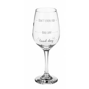 Hand Blown Good Day Bad Day Wine Glass Classic Design Borosilicate Glass and Metal <b>Drinkware</b> "Don't Even Ask" - Product Image 3
