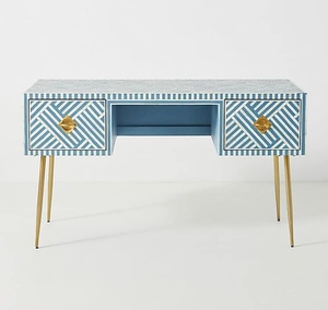 Commode moderne à 2 tiroirs en incrustation d'os Mobilier fait main pour chambre à coucher Hôtel Coffre élégant avec incrustation décorative complexe - Product Image 3