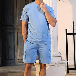 Nuevo conjunto corto personalizado de alta calidad para hombre, camiseta transpirable de verano, conjuntos de prendas de vestir exteriores de 2 piezas, pantalones cortos de estilo Cargo - Product Image 4