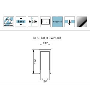Cabina angolare regolabile da 8 mm con porta a battente genziana BMA13301/02 formato 80X120X200H versione per docce - Product Image 3