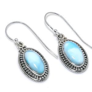 Boho Style Classical <b>Earrings</b> Jewelry For Women Silver Jewelry 925 Sterling Silver Larimar Gemstone <b>Handmade</b> <b>Earrings</b> Gift For - Product Image 1