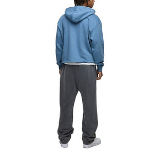 Sweat à capuche en polaire d'hiver de qualité supérieure en gros, couleur marine, prix personnalisé bon marché, fermeture éclair intégrale, 100% coton, impression sérigraphique - Product Image 5