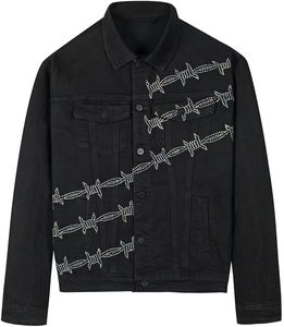 Nouvelles vestes en jean pour hommes personnalisées à la mode avec strass, vestes en jean de haute qualité pour la vente en ligne, vestes en jean pour hommes - Product Image 1