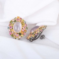 Clous d'oreilles ovales en pierre précieuse, Quartz Rose, clous en argent Sterling 925, trouver des bijoux de mariage délicats, fournisseur