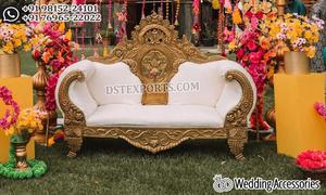 Canapé convertible en bois massif deux places, canapé royale Maharaja de mariage, canapé en fer et en métal - Product Image 6