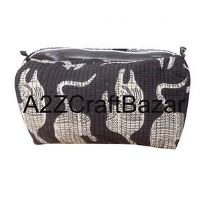 Sacs à cosmétiques en tissu de coton écologique Fermeture à glissière à pompon Design tendance Réutilisable Léger Multifonction Pochette à maquillage - Product Image 5