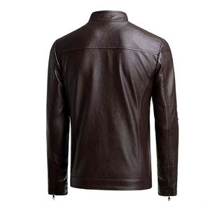 แจ็กเก็ตหนังแท้กันลมสำหรับผู้ชายปกตั้งได้น้ำหนักมากขนาดพิเศษพร้อมโลโก้ด้านหน้า - Product Image 2