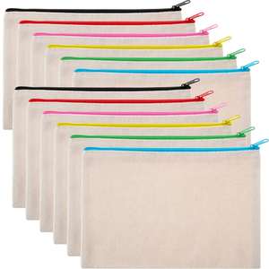 Ventes en gros de trousses à fermeture éclair en toile de coton écologiques et personnalisées, grande capacité, réutilisables, pour le maquillage et les cosmétiques, avec poignée souple - Product Image 5