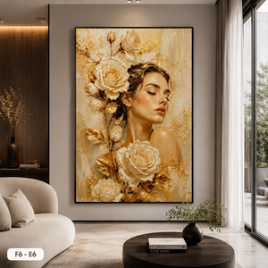 Peinture sur soie créative de portrait floral féminin, art mural floral, décoration moderne pour la maison, marque privée Vietnam - Product Image 6