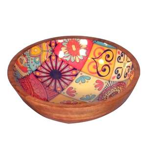 High-Quality Wooden Printed Bowl for Kitchen and Dining Elegant Wooden Printed Bowl with Premium Polished Surface at low cost - Product Image 1
