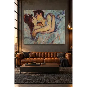 Fida Toulouse-Lautrec au lit : l'embrassage, impression sur toile - Product Image 2