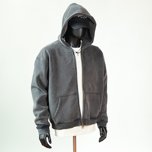 Heavyweight 100% Cotton Regular Fit <b>Zip</b> Fleece Pullover Hoodie Lined Design Eco-Friendly Anti-Wrinkle Features Breathable Fabric - Product Image 2