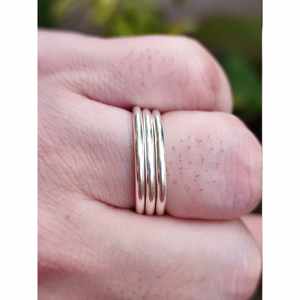 Handmade 925 Sterling <b>Silver</b> Stackable <b>Ring</b> Bands Dainty Minimalist Inlay <b>Stacking</b> <b>Rings</b> Set for Gift - Product Image 1