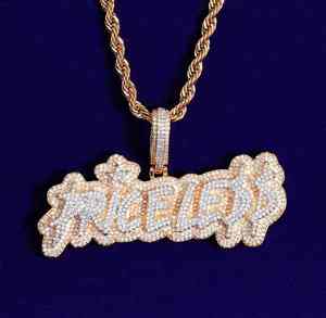 Colgante Personalizado con Nombre en Moissanita de 18 Quilates, Chapado en Oro y Plata, Bonito Estilo Hip Hop en Plata de Ley - Product Image 1